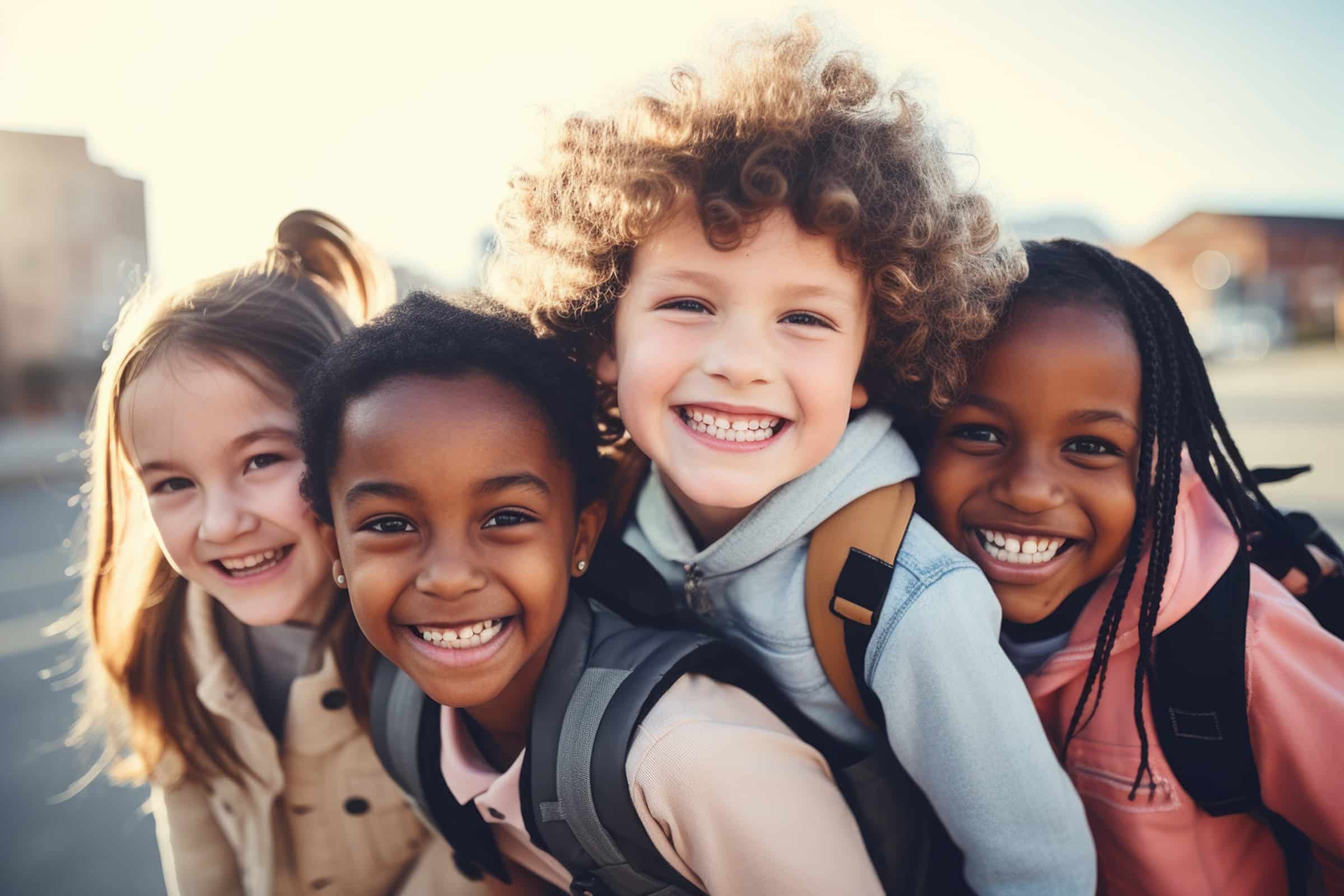 Children smiling with tooth-colored fillings in Lawrence, KS